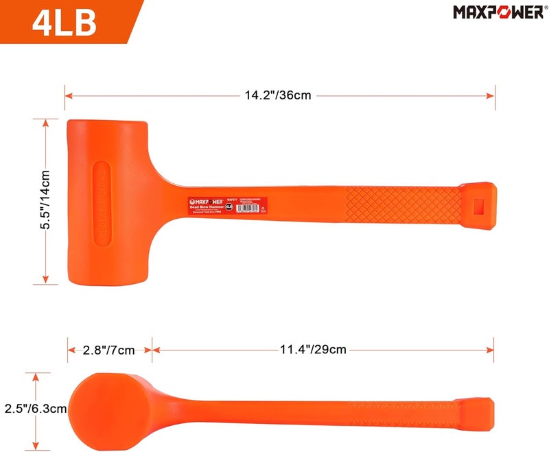 Max Power مطرقة ديد بلو، مطرقة ديد بلو 4 رطل مع مقبض مزخرف - Image 2